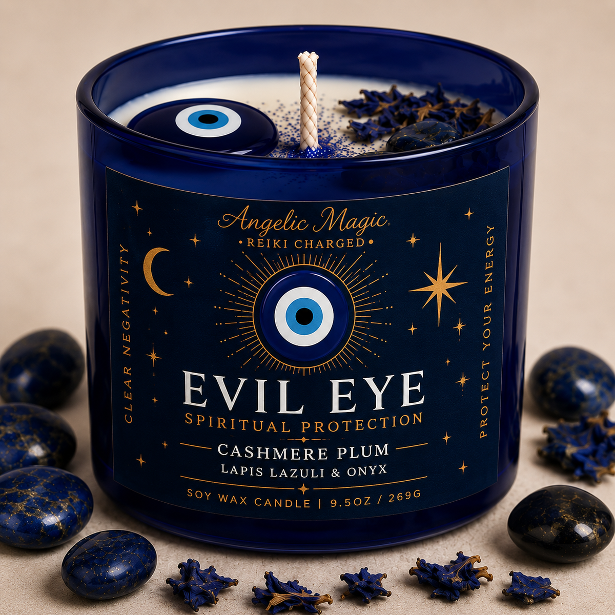Evil Eye Spiritual Protection Candle — Cashmere Plum
