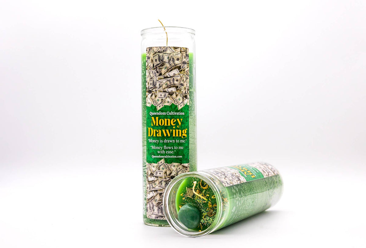 Money Drawing Crystal intention Candle