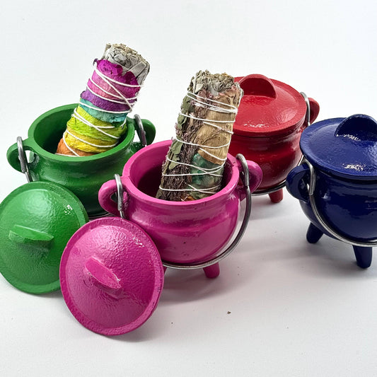 Colorful Cast Iron Cauldron w/ Lid | Kids' Potion Cauldron