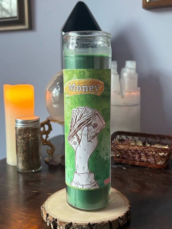 Money 7-Day Candle - Scented and Blessed - Spell Candle 