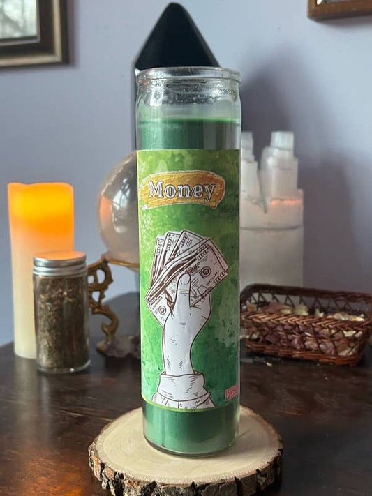 Money 7-Day Candle - Scented and Blessed - Spell Candle 