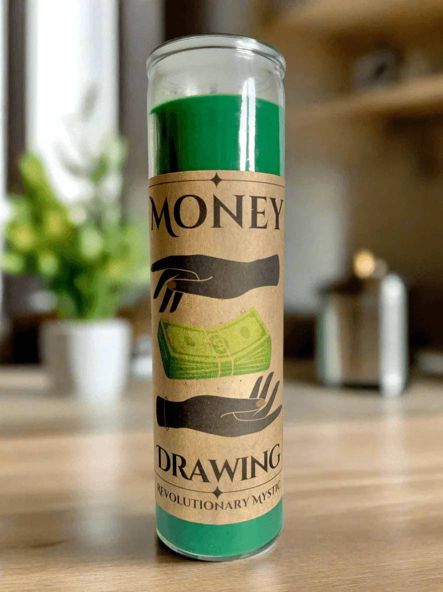 Money Drawing Spell Candle - Soy Wax Ritual Candle for Money Drawing And Prosperity Work