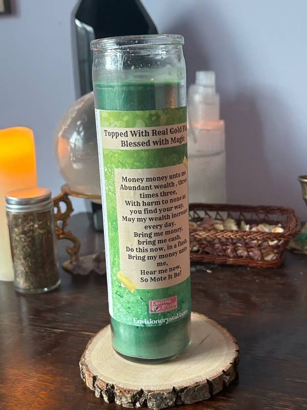 Money 7-Day Candle - Scented and Blessed - Spell Candle 