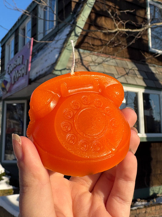 Call Me Text Me Figural Candle for Communication - Handmade